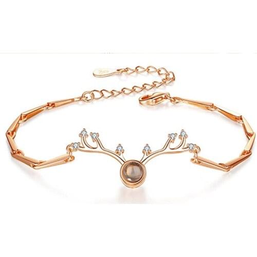 Fashion S925 Bracelet Designer Creative Deer Shape A Hundred Languages I Love You Simple Jewelry Gift Female Ofertas Relampago