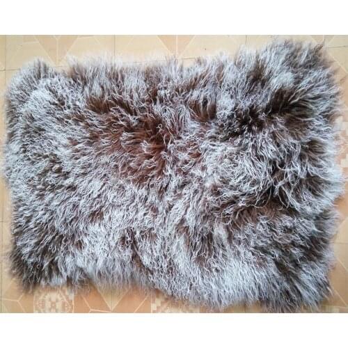 Real Mongolian Lamb Fur Plate Rug Curly Carpet Blanket Decorative Area Rugs Doll Wig Accessory