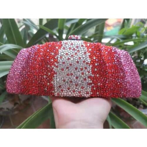Women 2021 New Red Mixed Rose Red Color Crystal Diamond Evening Bags For Wedding/Party/Prom Clutches Bags Lady Clutch Purse Gift