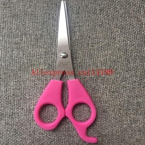 Brand new Girl Pink Plastic Level Instrument Ruler Hair Tools Bang Cut Kit Scissor+Hair Clip Set