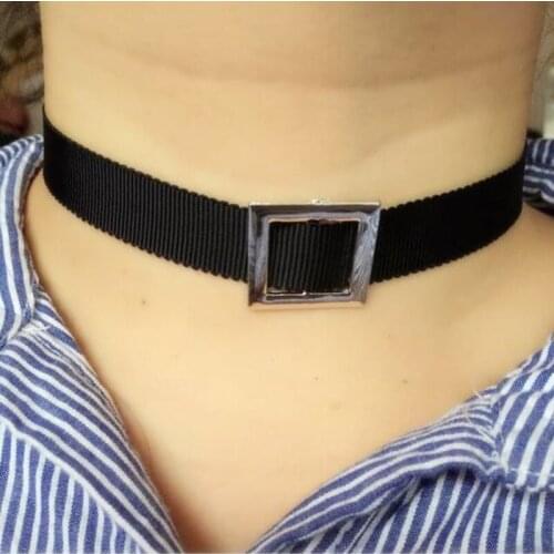 Nx184 Fashion Vintage simple Black Woven ribbon Geometric Square Chokers Necklace trend Womens Jewelry Accessories