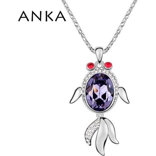 Factory Wholesale Crystal From Austria water drop Fish pendant Necklace fashion jewelry women #92884