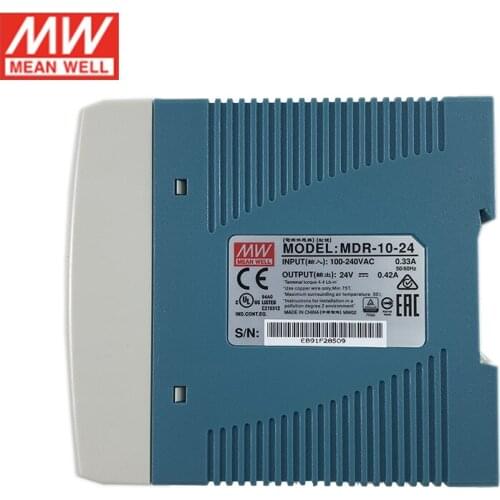 Original MEAN WELL DIN Rail MDR-10-24 10W 24V Switching Power Supply 110V/220V AC to 24V DC 0.42A Power Unit Ultra Slim PSU SMPS