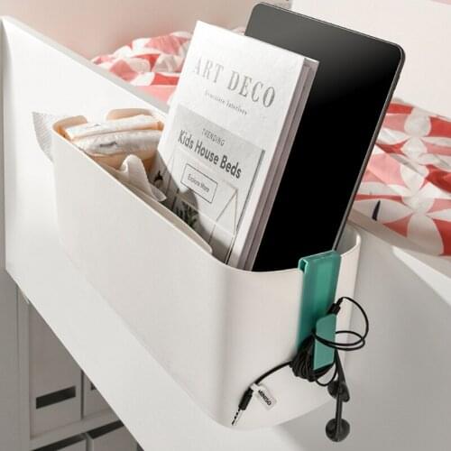 Bedside Plastic Storage Caddy with Removable Hook Hanging Basket Sundries Organizer Box Holder Shelf for Dorm Room Baby Bed