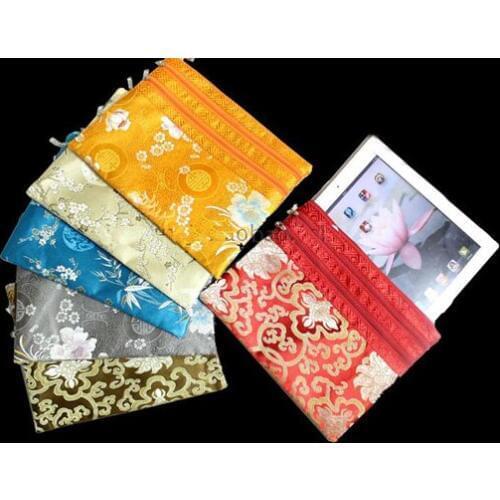 Luxury Multi Zip Bag Coin Purse Chinese Silk Brocade Jewelry Pouches Large Cosmetic Travel Bag Women Makeup Bag 30pcs/lo
