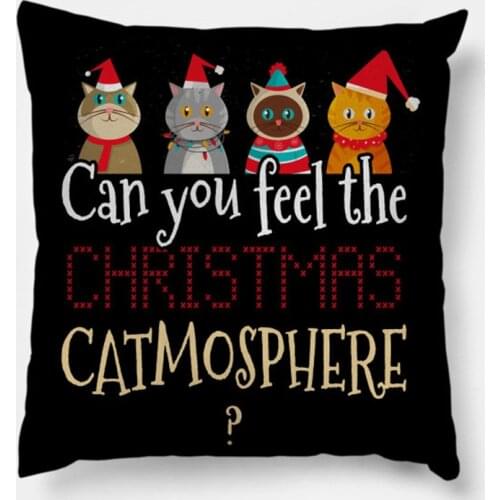 Can you fell Print Cat Cartoon Christmas Pillowcase 2020 Decor for Home Merry Christmas Ornament Navidad Xmas Gifts