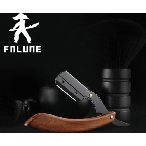 FnLune Manual Redwood Handle Shaving Razor Men Razor High Quality Professional Barber Hair Cut Razor Change Blade Shaving Knife