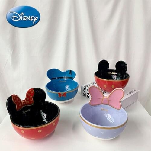 Disney Cute Donald Duck Daisy Ceramic Bowl Fruit Salad Bowl Mickey Minnie Cartoon Tableware Ceramic Plate Fruit Plate