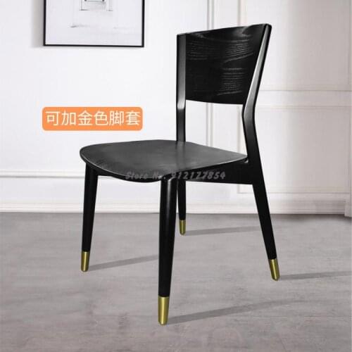 Nordic Solid Wood Dining Chair Modern Minimalist Stool Home Casual Black Chair Backrest Light Luxury Italian New Dining Table