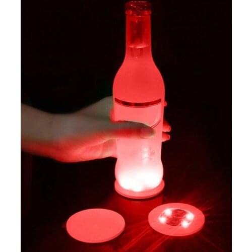 1 PC 6CM Led Coaster Glow Cup Holder Placemat Drink Glass Light Pad Home Festival Nightclub Bar Party Decor Luminous Cup Sticker