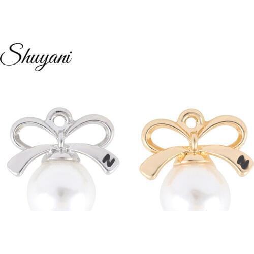 20PCS Bow-knot Imitation Pearls Dangle Charms for Women Jewelry Making Necklace Bracelet Earrings Accessories DIY Handmade