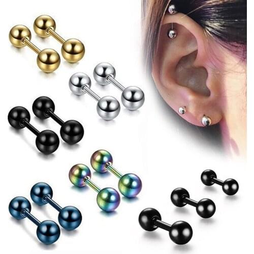 1Pair Medical Titanium Steel Stud Earring Small Ball Screws Small Earrings Male Ear Bone Nail Lip Piercing Body Jewelry