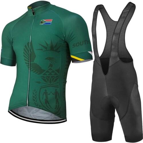 2021 New South Africa Mens Summer Green Pro Team Sport Bicycle Clothing Breathable Racing Mountain Cycling Jersey Set