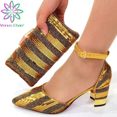 2022 Mature Style African Women Shoes And Bag To Match Set Nigerian High Heels Party Shoes And Bag Set For Wedding Dress