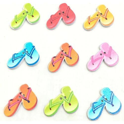 30pcs 2 Holes flip flop Wooden buttons Mixed 24*30mm For handmake Scrapbooking Crafts 7NK204