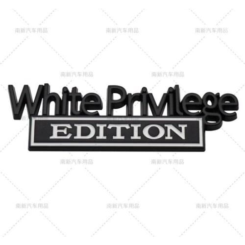 3D Black Metal White Privilege EDITION Emblem Auto Trunk Fender Badge Decal Stickers Car Accessories