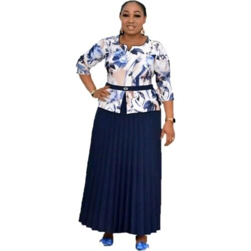 5XL 6XL Large Size Womens African Mother Christmas Dress Fake Two Piece Print Party Carnival Night Long Dress Plus Size 4XL 3XL
