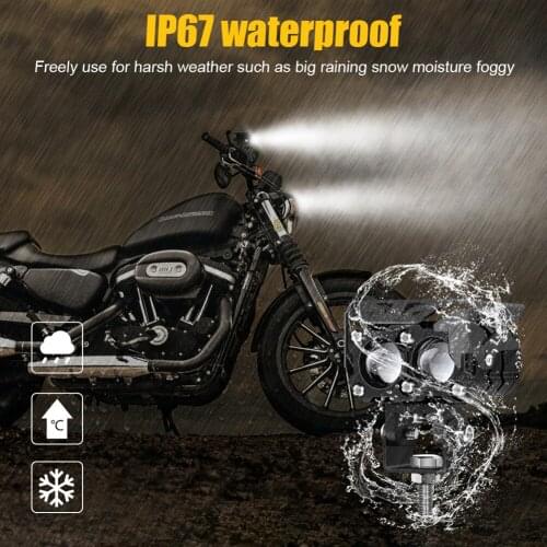 9-30V 6000LM LED Motorcycle Auxiliary Light White Amber Hi Lo Beam Projector Light Spotlight Fog Light for Motorcycle 4x4 Trucks