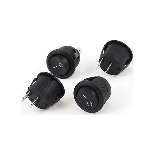Free shipping!4pcs AC 250V/6A 125V/10A SPST I/O 2P 2-Position Round Boat Rocker Switch