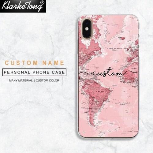 DIY Pink World Map Custom Phone Case For iPhone 12 Mini pro 11 7 8 Plus Xs Max 6s Plus Xr Se2020 Soft TPU Cover Capa
