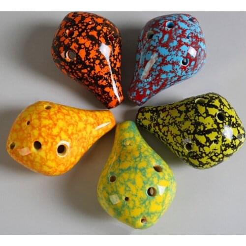 Gradient Color Ocarina 6 Holes Ethnic Style Geometry Shape Handmade 9.5*6.5CM Orff Musical Instruments for Beginners Hot Sale