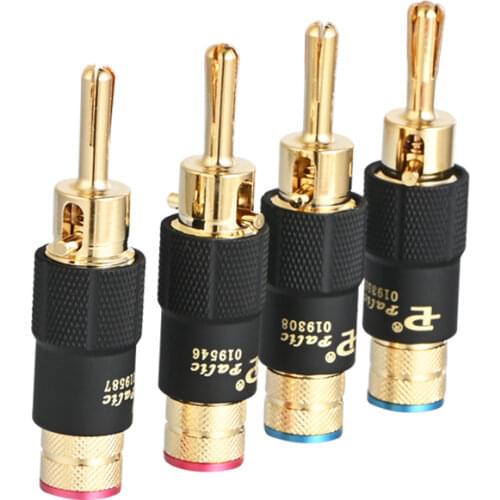No Welding Copper Gold Plated RCA Audio Speaker Cable Banana Plug Connector