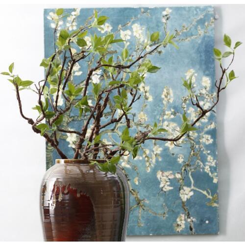 Artificial bending green leaves plastic foam stem tree branches home DIY decoration fake flower arrangement plants