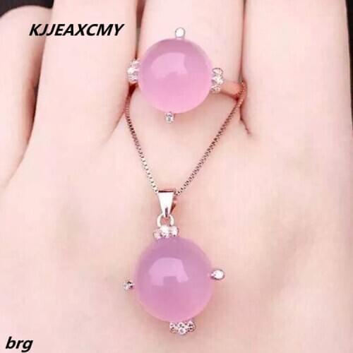 KJJEAXCMY Fine jewelry, 925 sterling silver plated rose gold chalcedony ladies pendant ring two-piece jewelry
