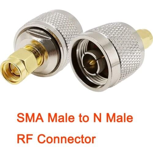 1Pcs N Male to SMA RF Connector 50Ω SMA Male Plug to N Male Plug Straight Pin RF Coaxial Coax Cable Adapter SMA N Connectors