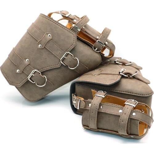 Brown Saddle Bag PU Leather Side Universal Motorcycle For Honda For Yamaha For Suzuki Tool Pouch Motocross Saddlebags LuggageBag