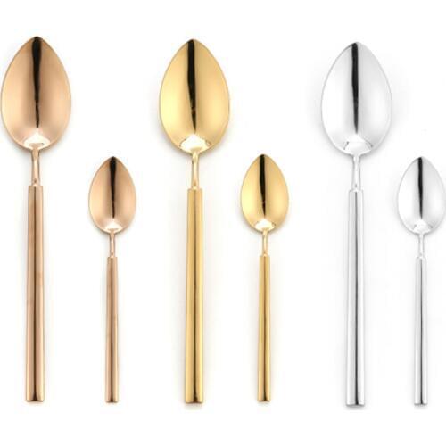 Stainless Steel Knife Spoon Fork Cutlery Set Western Metal Contracted Tableware Keenness Drop Shape Dinner Tableware 5pcs/set