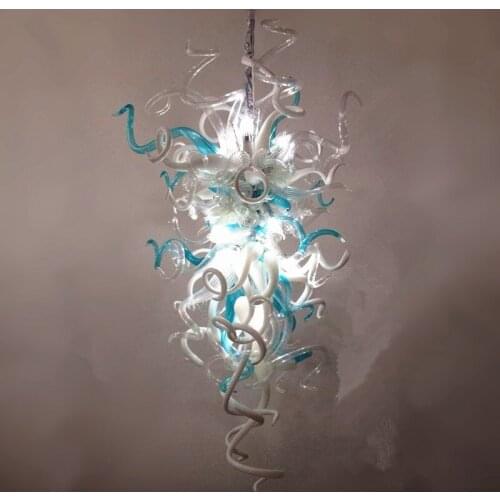 Nordic Chandeliers 48 Inches LED Art Deco Hand Blown Glass Pendant Lamp Italy Living Room Light Fixtures Blue White Clear