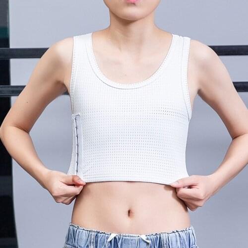 Tomboy Trans Chest Binder Vest Les Flat Breast Shaper Lesbian Breathable Mesh Undershirt S-4XL Buckle Bandage Tank Tops Bustier
