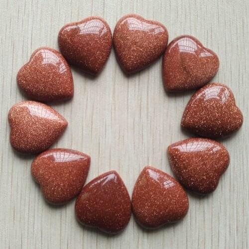 2017 Fashion good quality gold sand stone heart shape cab cabochons beads for jewelry making 25mm wholesale 10pcs/lot free