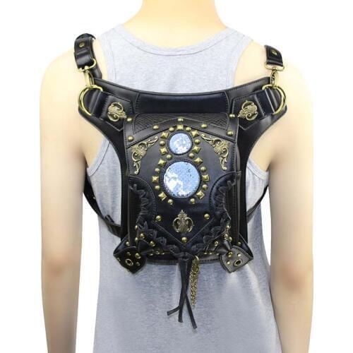 Fashion Black Leather Messenger Shoulder Bag Crossbody Vintage Retro Bags Steampunk Rock Gothic Thigh Holster Bag Match Corset