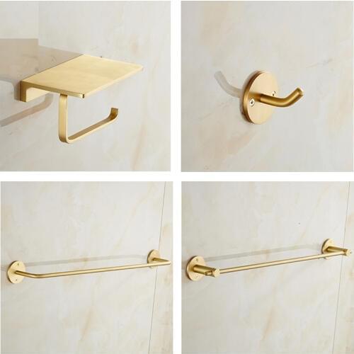 MTTUZK Solid Brass Brushed Gold Bathroom Hardware Set Paper Holder Towel Rack Robe Hook Towel Bar Copper Bathroom Accessories