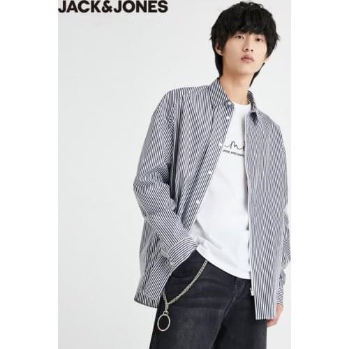 JackJones Mens 100% Cotton Loose Fit Contrasting Stripe Long-sleeved Shirt | 220305026