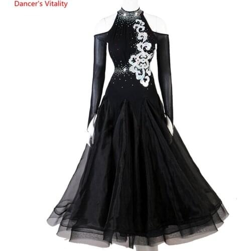 Custom Made Standard Ball Gowns Women New Long sleeves Skirt Dancing Waltz Ballroom Competition Dance Dress Adult High Quality
