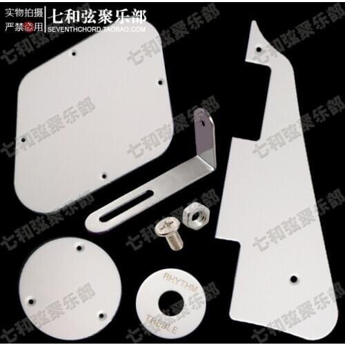 A Set White Guitar Pickguard,Cavity Cover,Switch Cover,Pickup Selector Plate,Scratchplate Pickguard Support Bracket