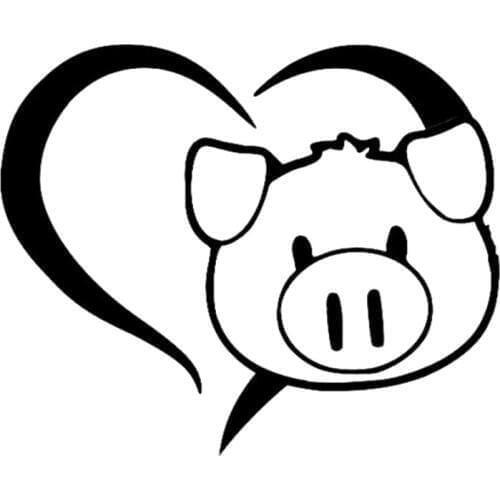 16*13.2cm Vinyl Car Decal Cute Pig Love Heart Cute And Interesting Fashion Sticker Decals Decor Decals