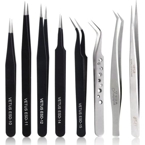 Non-magnetic VETUS Eyelash Tweezer Stainless Steel Eyelash Extension Tweezers Individual Eyelashes Volume Lashes Makeup Tools