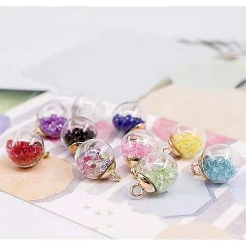 New Crystal Glass Ball Pendant Glitter Zircon Round Pendant Hair Accessories Earring Pendant DIY Jewelry Accessoriess Wholesales