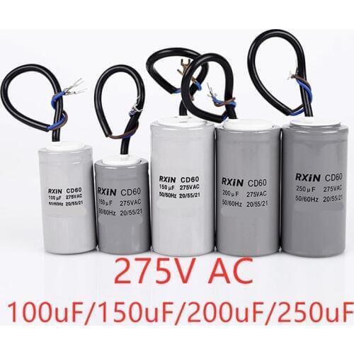Single-phase ac motor starting capacitor type CD60 275V AC high-capacity capacitor 100uF/150uF/200uF/250uF