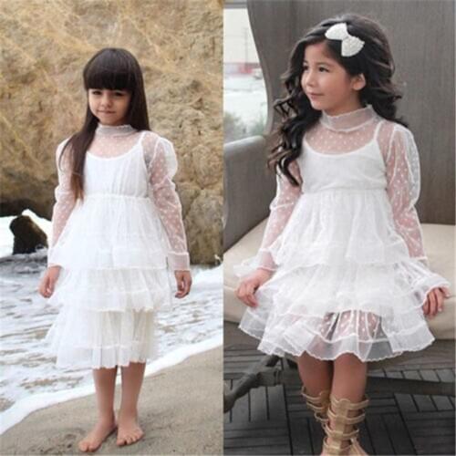 1-5Y Cute Kids White Lace Dress For Girls Hot Sale Toddler Baby Girl Princess Gown Dresses Tutu Dress Tulle 2018 Hole Vestidos