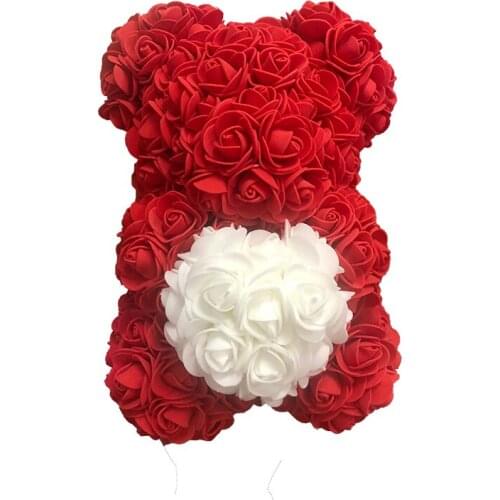 Valentines Gifts Factory Direct Sales PE / Foam Artificial Flower Golden Supplier 25cm Rose Bear with Heart