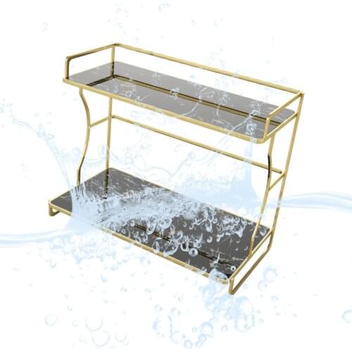 Storage Shelf 2 Tier Stackable Makeup Organizer Bathroom Mirrored Toilet Hand Washing And Dressing Mirror Storage Rack