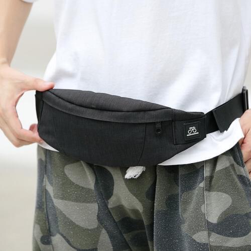 Black Fanny Packs for Men Cycling Waist Bag Pack Adjustable Strap with Bike Logo Chest Outdoors Sport Simple Light Workout Bags