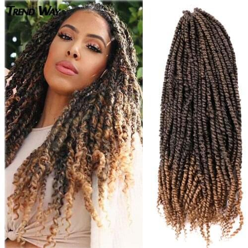 18/22 inch Passion Twist Pre-Looped Fluffy Crochet Braid Hair Ombre Synthetic Braiding Hair Pre Stretched Extensions For Women