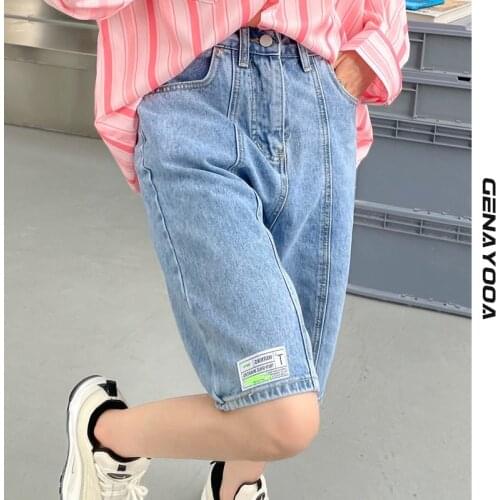 Genayooa Womens Shorts Summer Casual Loose Jean Shorts Light Blue High Waisted Shorts Korean Style Streetwear Denim Shorts 2021