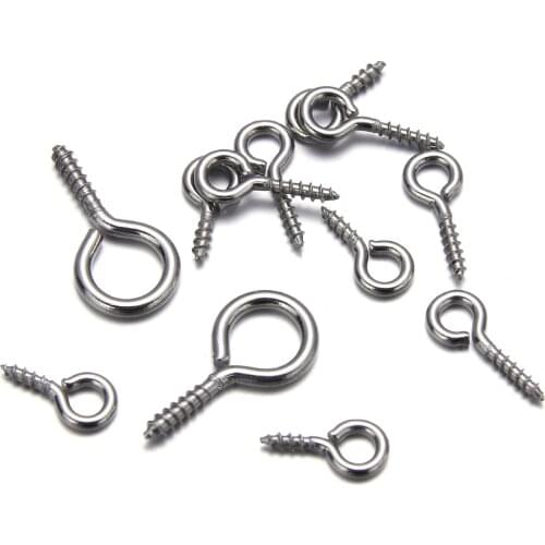 50pcs/lot Stainless Steel Eyepins Eye Pins Hooks Eyelets Screw Gold Clasps Hooks Jewelry Findings For Jewelry Making Accessories